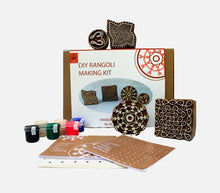 Load image into Gallery viewer, Diy rangoli making kit - handmade wooden block print craft
