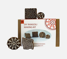 Load image into Gallery viewer, Diy rangoli making kit - handmade wooden block print craft
